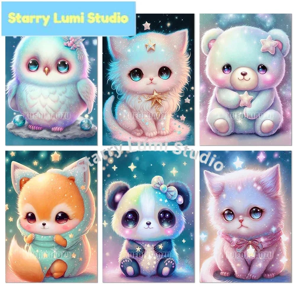 New Cute Little Bear Diamond Painting Art Picture Cartoon Animals Mosaic Cross Stitch Kit Full Diamond Embroidery Home Decor
