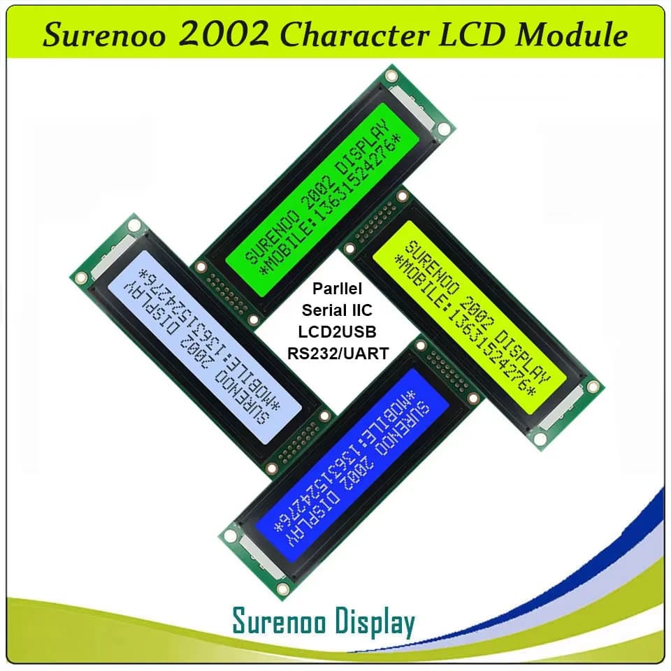 2002 202 20*2 Inglese e Giapponese Seriale IIC I2C TWI Carattere Modulo LCD Display Giallo Verde Blu con Retroilluminazione per Arduino