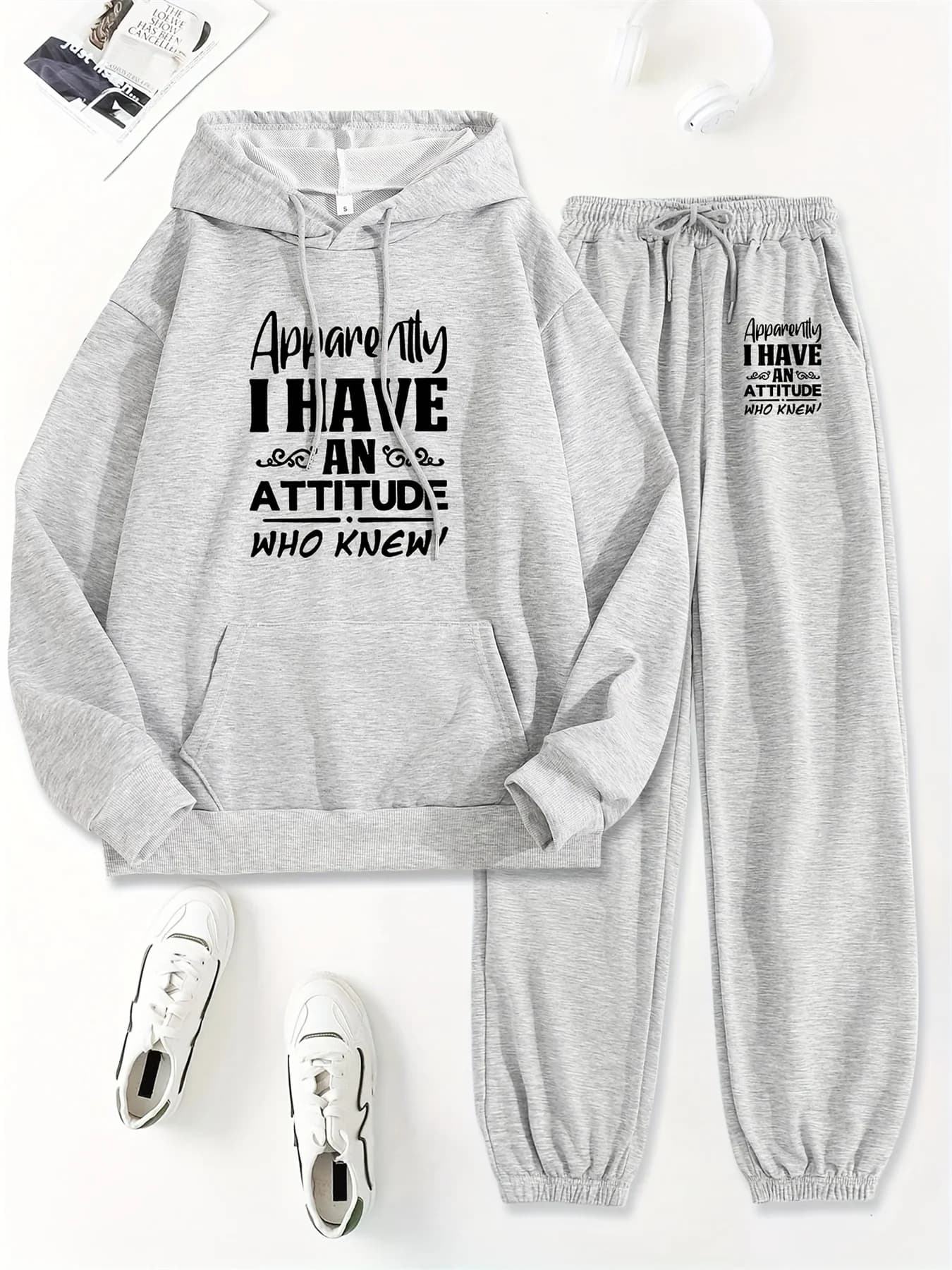 Felpa con cappuccio autunno/inverno da donna + pantaloni sportivi Set Hip Hop Street Casual Lettera stampata Moda Velluto Abbigliamento caldo