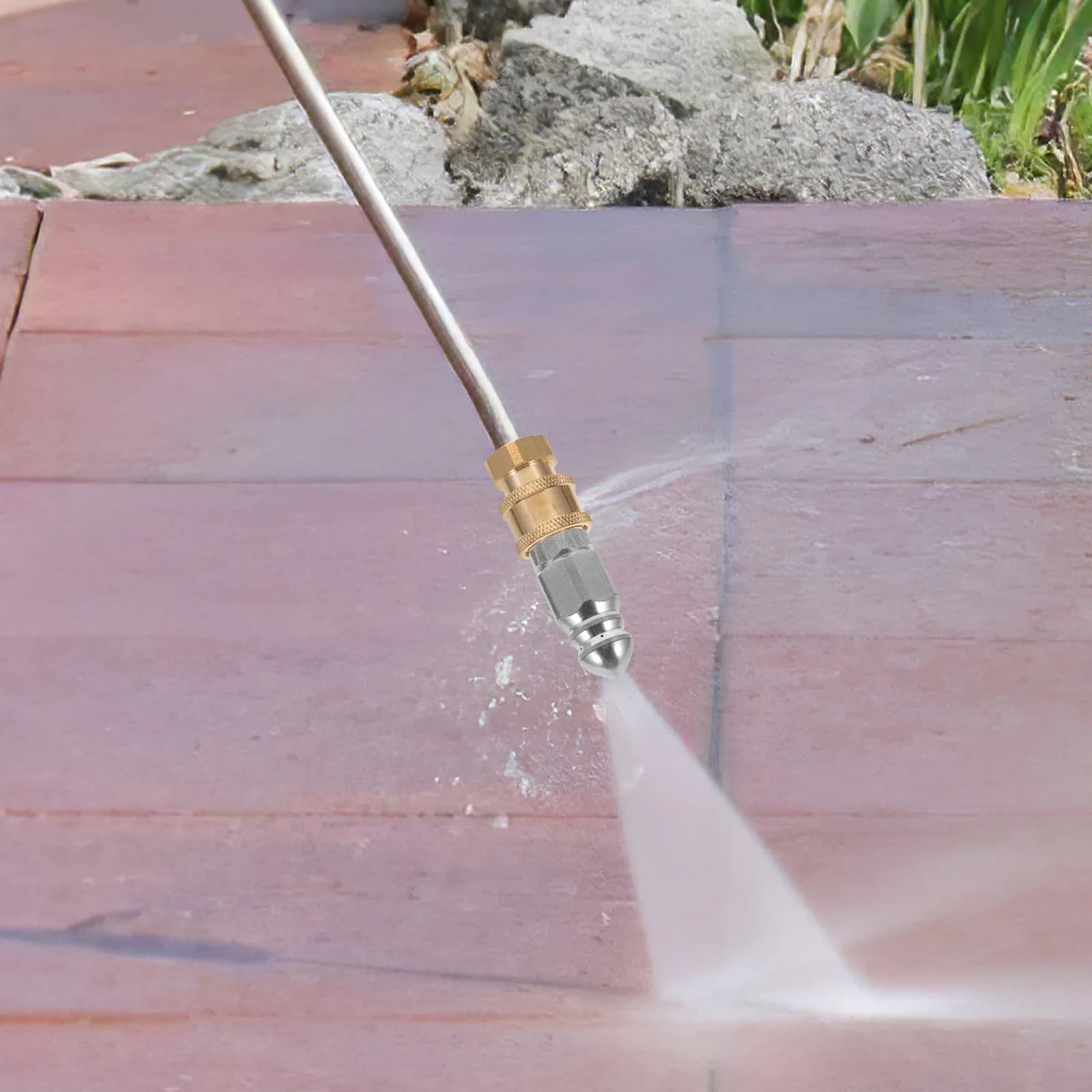 Set di 1 ugello per tubo da giardino ad alta pressione in acciaio inossidabile, spruzzatore regolabile per irrigazione, ugello a getto potente per la pulizia del giardino