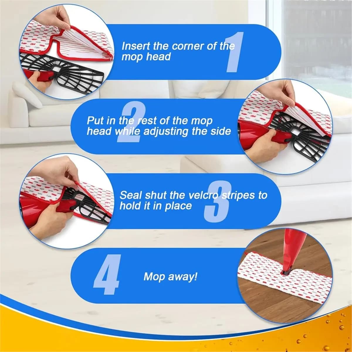A97G 4 PCS Mop Pads Replacement for ProMist MAX, Reusable Double-Sided Cleaning Microfibre Mop Pad Replacement