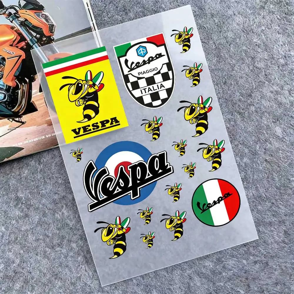 Reflective Stickers for Moto VESPA, Decalcomanie Waterproof Vinyl for Helmet, Tank and Bike