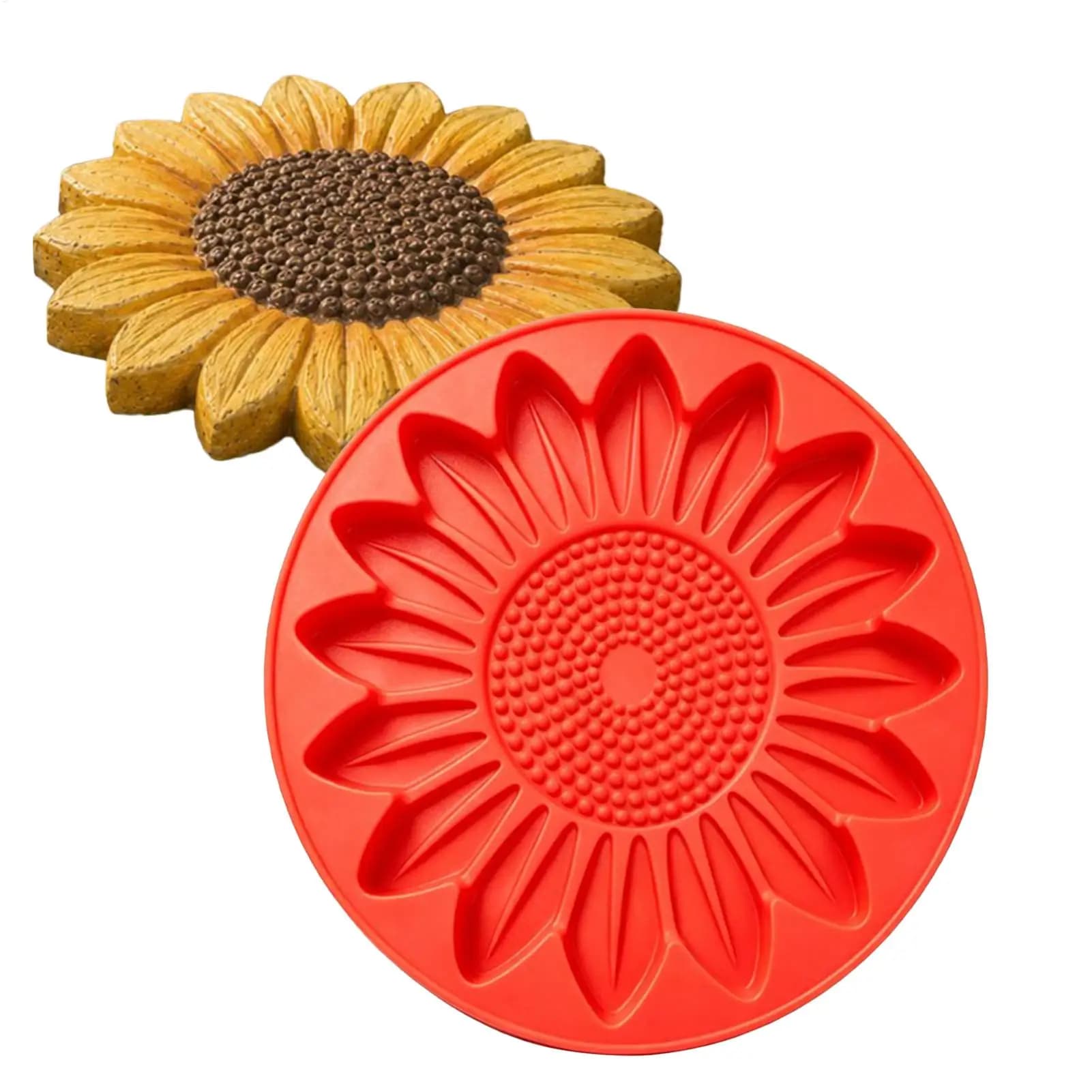 Stepping Stone Molds Round DIY Path Paver Cement Mould Sunflower Concrete Mold for Outdoor Landscape Lawn Patio Garden Road