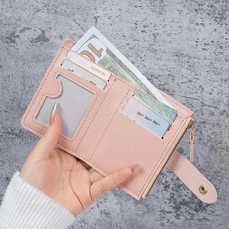 Ladies' Fashion Wallet Button Solid Color Chic and Slim for Effortless Elegance
