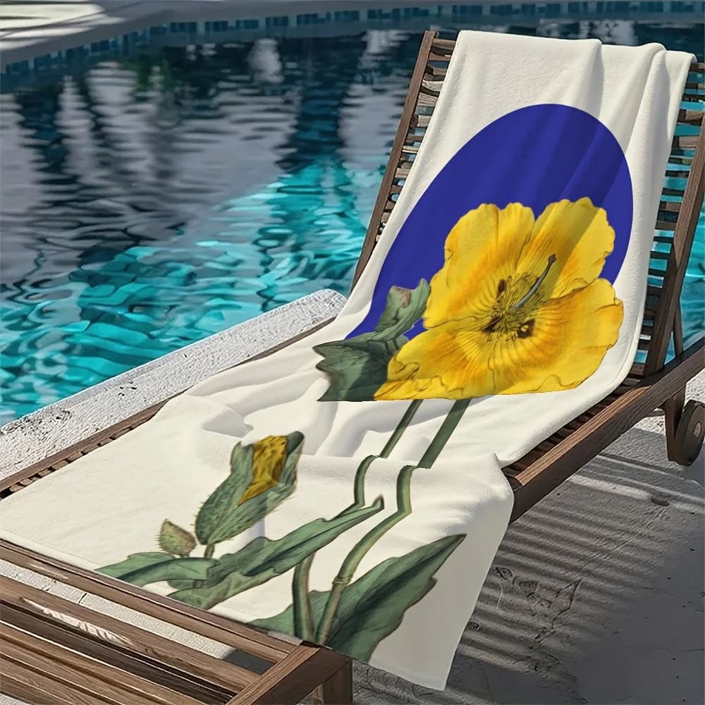 Grande Telo Mare Asciugatura Rapida in Microfibra Morbido Assorbente Leggero per Yoga Piscina Viaggi Stampa Floreale Gialla Regalo
