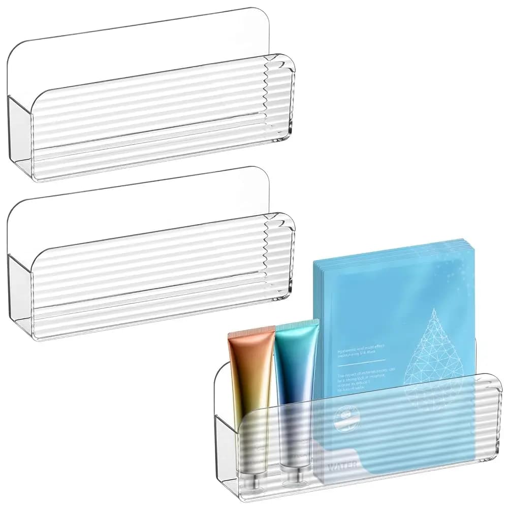 Set di 3 Organizzatori da Parete, Organizzatore per Ante di Armadi, Scatola Trasparente per Bagno, Camera da Letto, Armadietto dei Medicinali