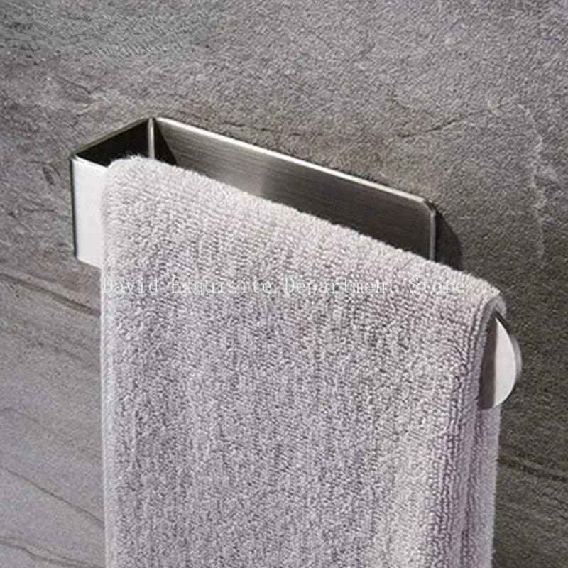 Porta asciugamani senza foratura Porta asciugamani adesivo Porta asciugamani da cucina in acciaio inossidabile Accessori per il bagno Appendiabiti spazzolato nero