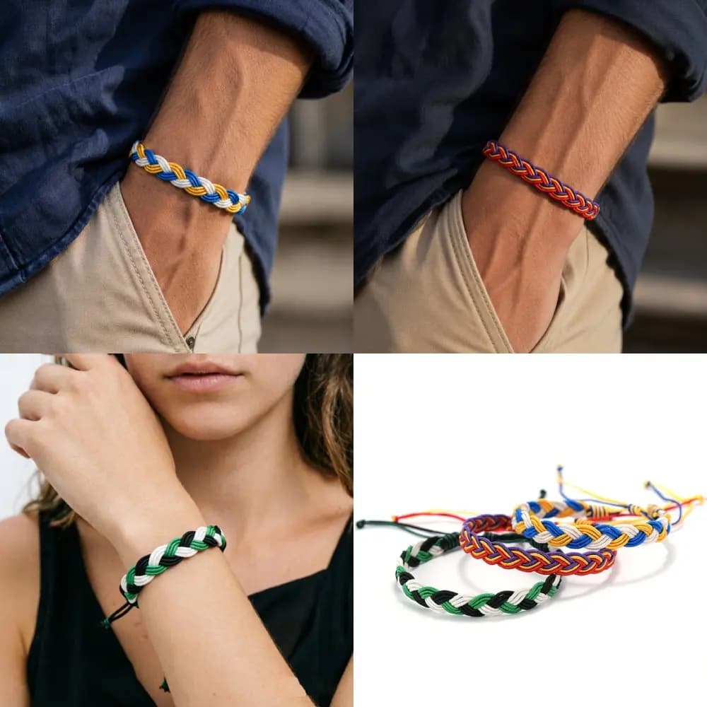 Handmade Braided Rope Bracelet Unisex Ukraine Flag Contrast Color Wristband Adjustable Drawstring Friendship Braclet Versatile