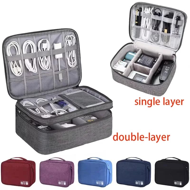 Borsa Portacavi da Viaggio, Organizer Elettronico Digitale Impermeabile Portatile, Custodia per Cavi USB, Caricabatterie e Accessori
