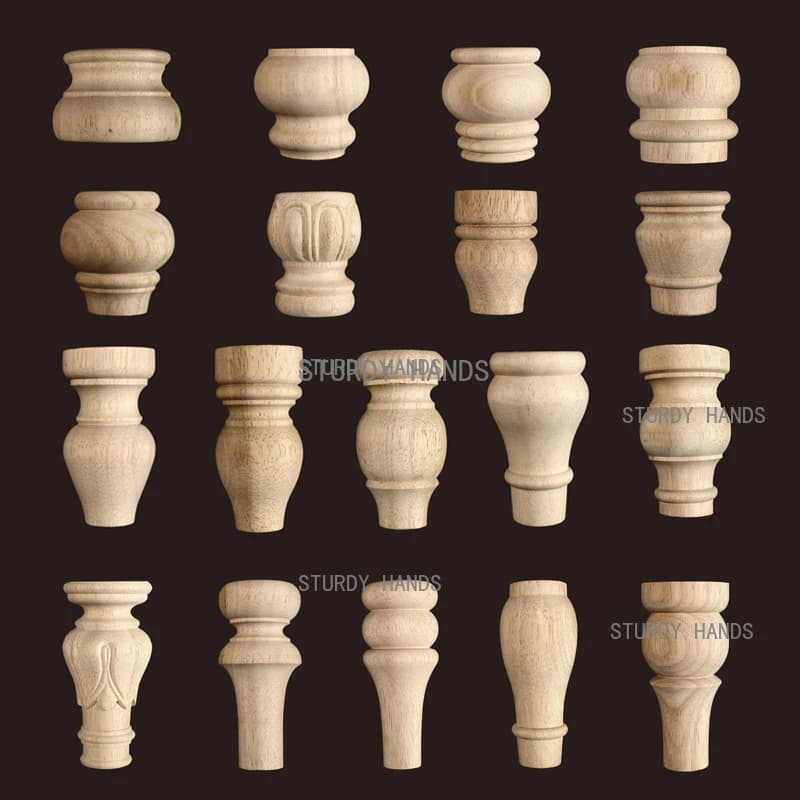 Mobili Gambe da tavolo rotonde in legno massello Piedini per divani Armadietto Letto Toletta Hardware di supporto per piedi di ricambio