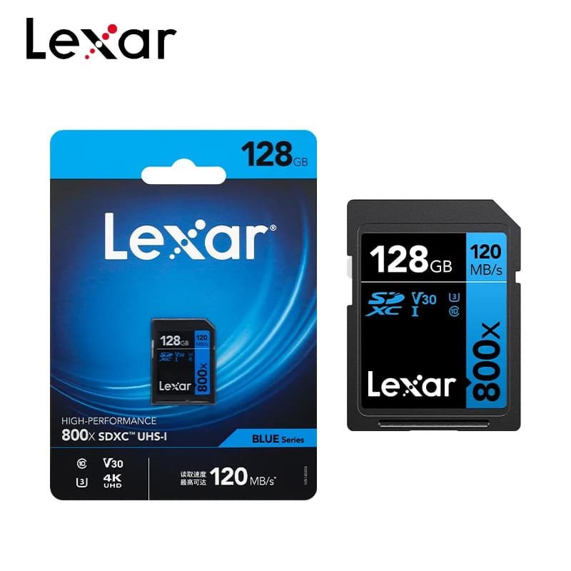 Scheda SD Lexar 800x Pro con velocità di lettura di 150 MB/s, scheda flash SDXC da 64 GB, 128 GB, 256 GB, V30 UHS-I SDHC, scheda di memoria da 32 GB per fotocamera