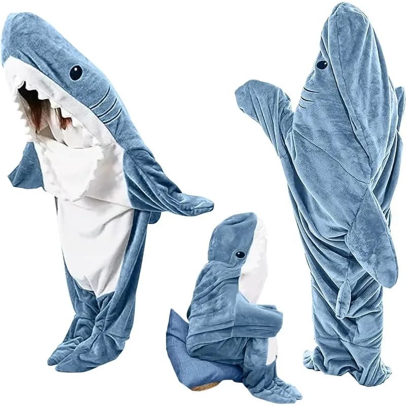 Cover Adult Shark, Pelo Cartoon Bag, Full Pijama with Hood, Hot Flannel Funny for Home, Winter Cover Hot
