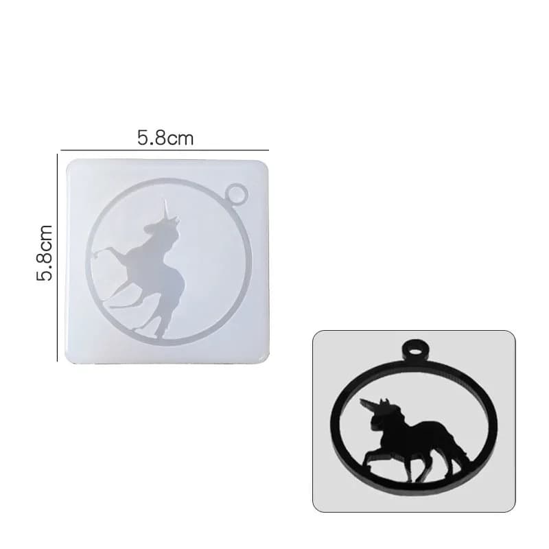 Silicone Mold for Resin Casting - Flying Horse Unicorn Tree Cat Bear Bird Design Gemstone Hanging Keychain Pendant Jewelry Makin