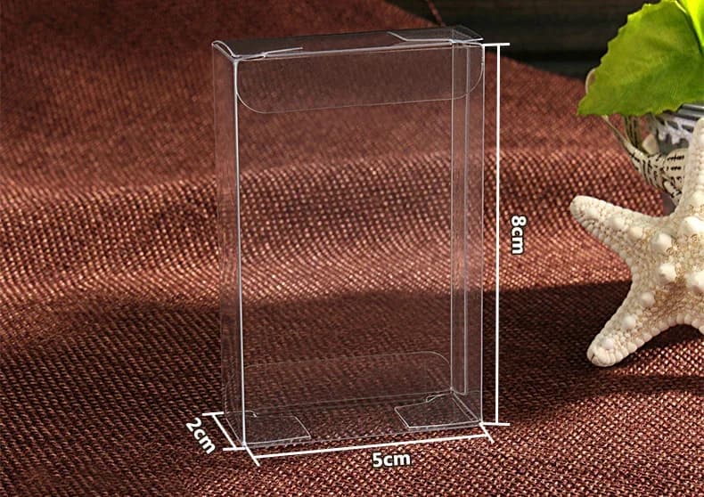 30 pz 2*5*8 cm scatole di plastica trasparente in pvc scatole di imballaggio per regali/cioccolato/caramelle/cosmetici/torta/artigianato quadrato scatola di pvc trasparente
