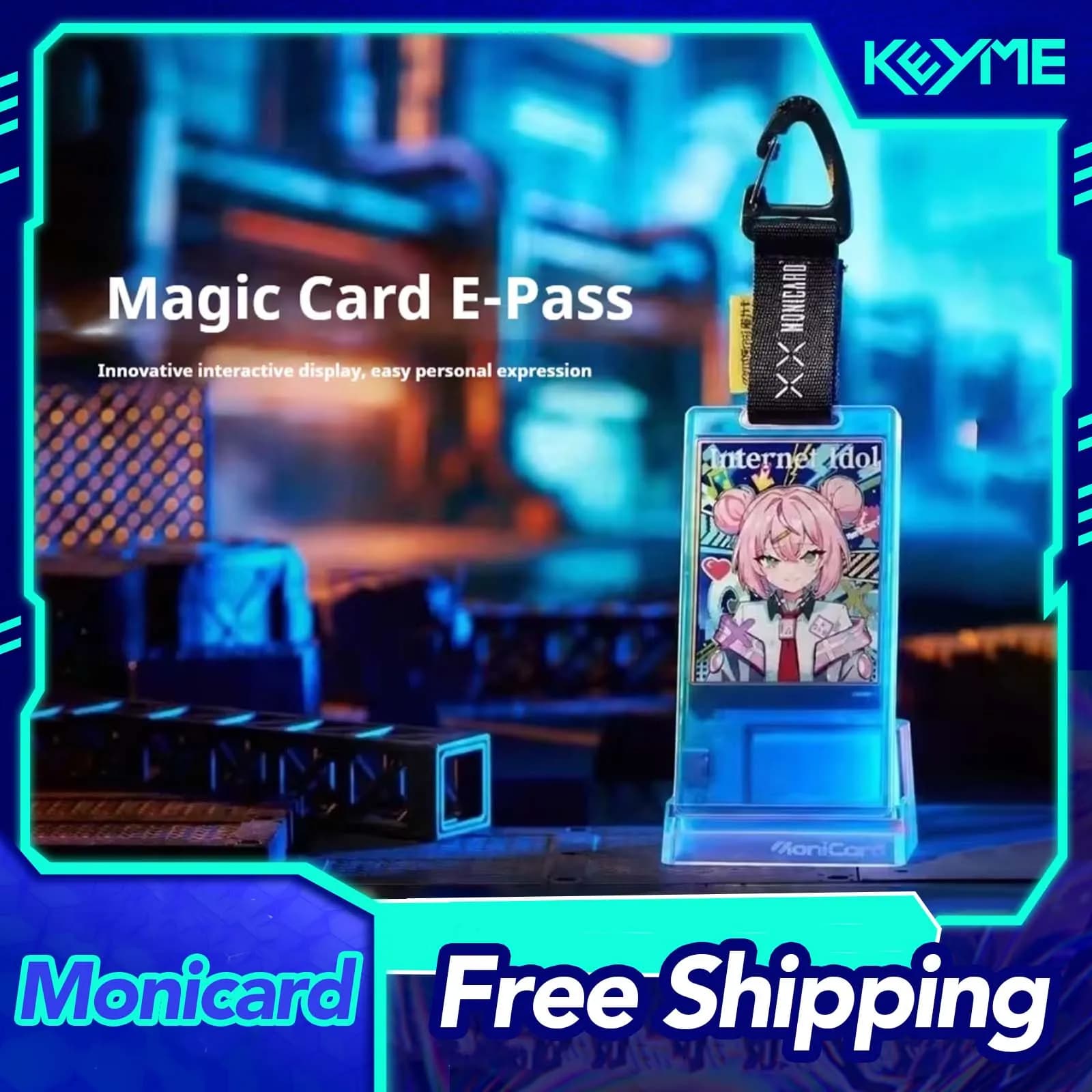 Monicard Magic Card Electronic Pass Badge NFC Bluetooth Smart Digital Badge Customizable GIF Screen Anime Trendy Pendant Gift