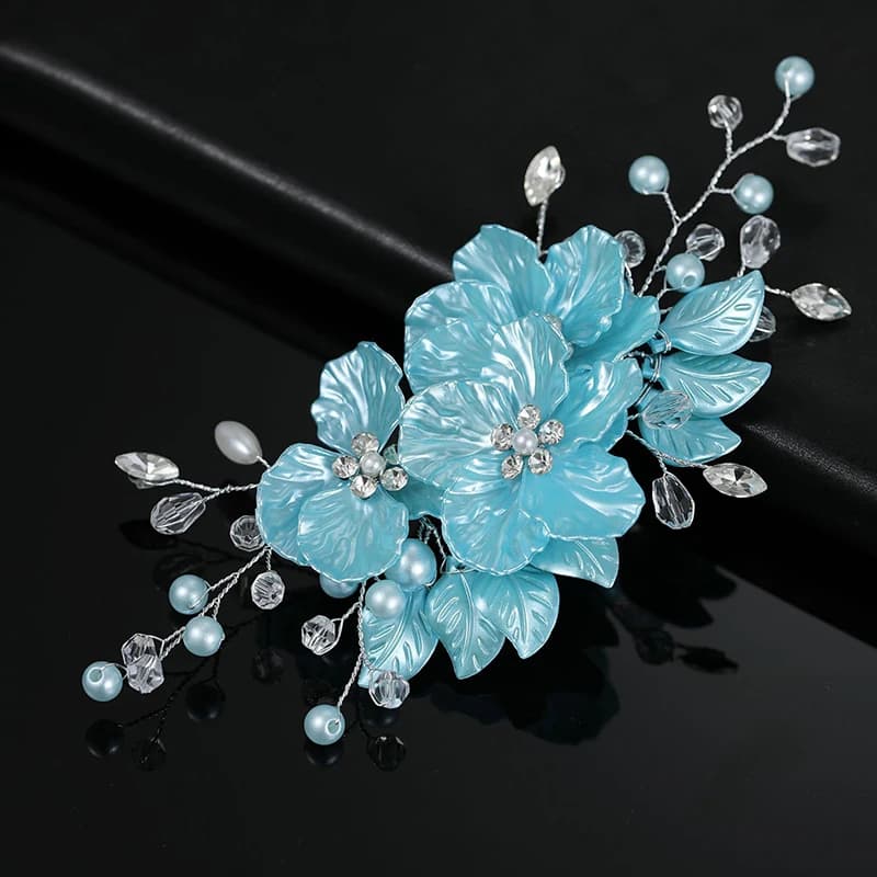 Fermaglio per capelli con fiore di perle di cristallo, accessorio elegante per capelli da donna, gioiello prezioso