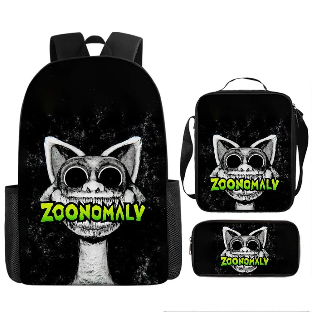 Hip Hop Youthful Novelty zoonomaly 3D Print 3pcs/Set Student Travel bags Laptop Daypack Backpack Crossbody Lunch Bag Pencil Case
