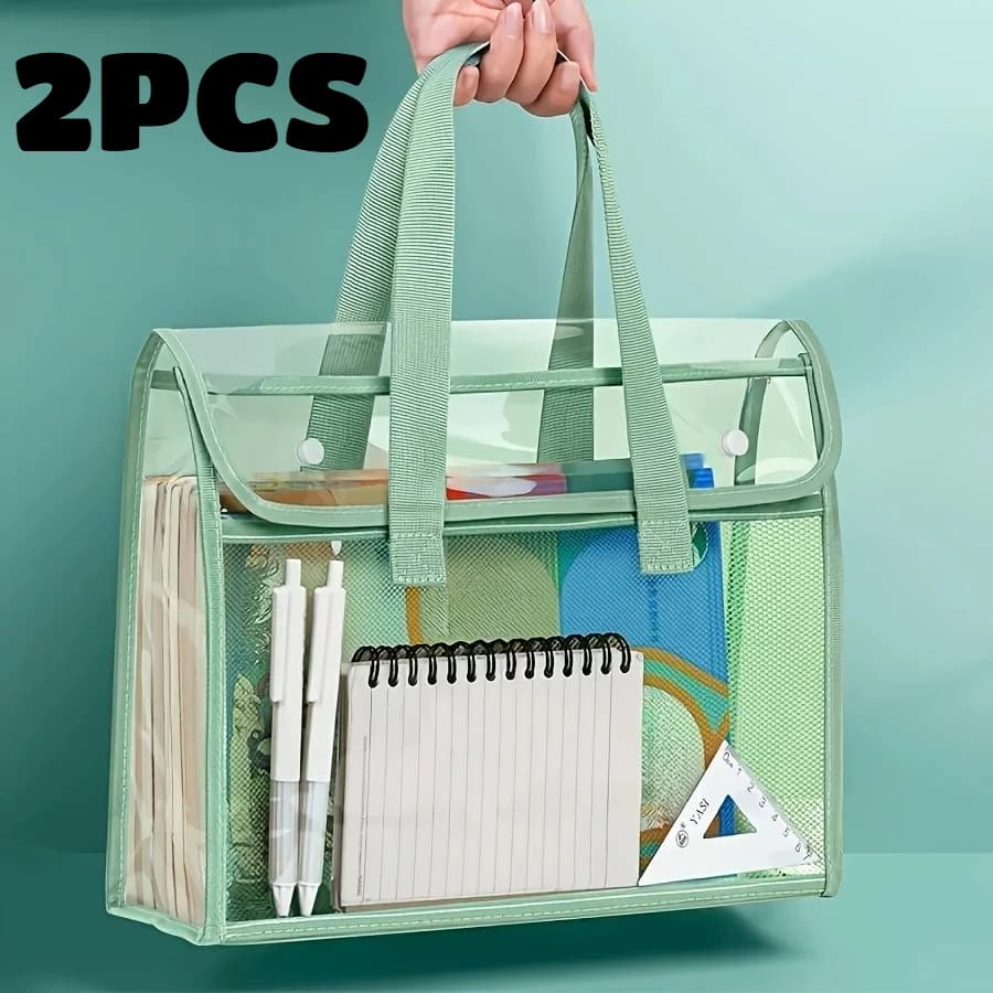 Borsa per documenti Borsa da studio portatile impermeabile Cartella portatile trasparente di grande capacità Custodia per file espandibile in formato lettera A4