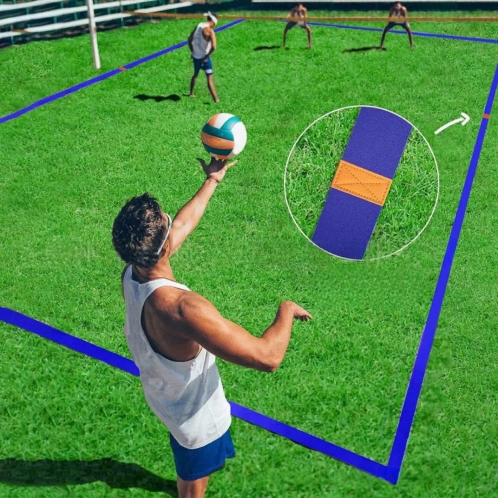 Set di Linee di Delimitazione per Pallavolo, Uso Esterno, Linee Portatili per Allenamento Beach Volley, Marcature per Campo Medio