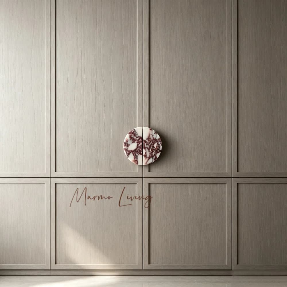 100% Natural Marble French Drawer Wardrobe Handle High-end Villa Home Decoration Doorknob