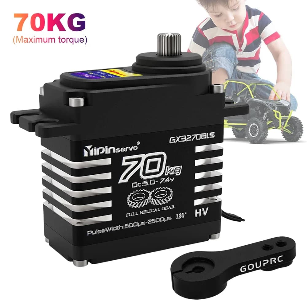 1/2PCS 70KG Large Torque Brushless Motor Digital Servo 8.4V Magnetic Induct Servos IP68 Steel Helical Gear For 1/8 1/10 RC Car