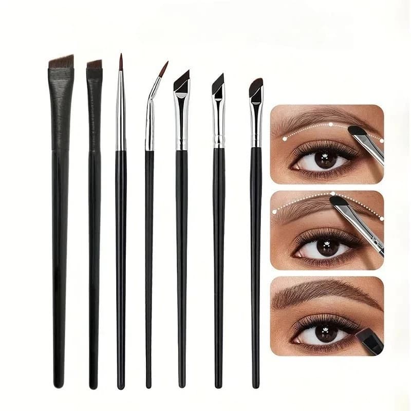 8 Pcs Makeup Sickle Eyeliner&Angled Blade Precision Brush Kit Synthetic Fiber Detail Eye Shadow Brushes for Professional Makeup