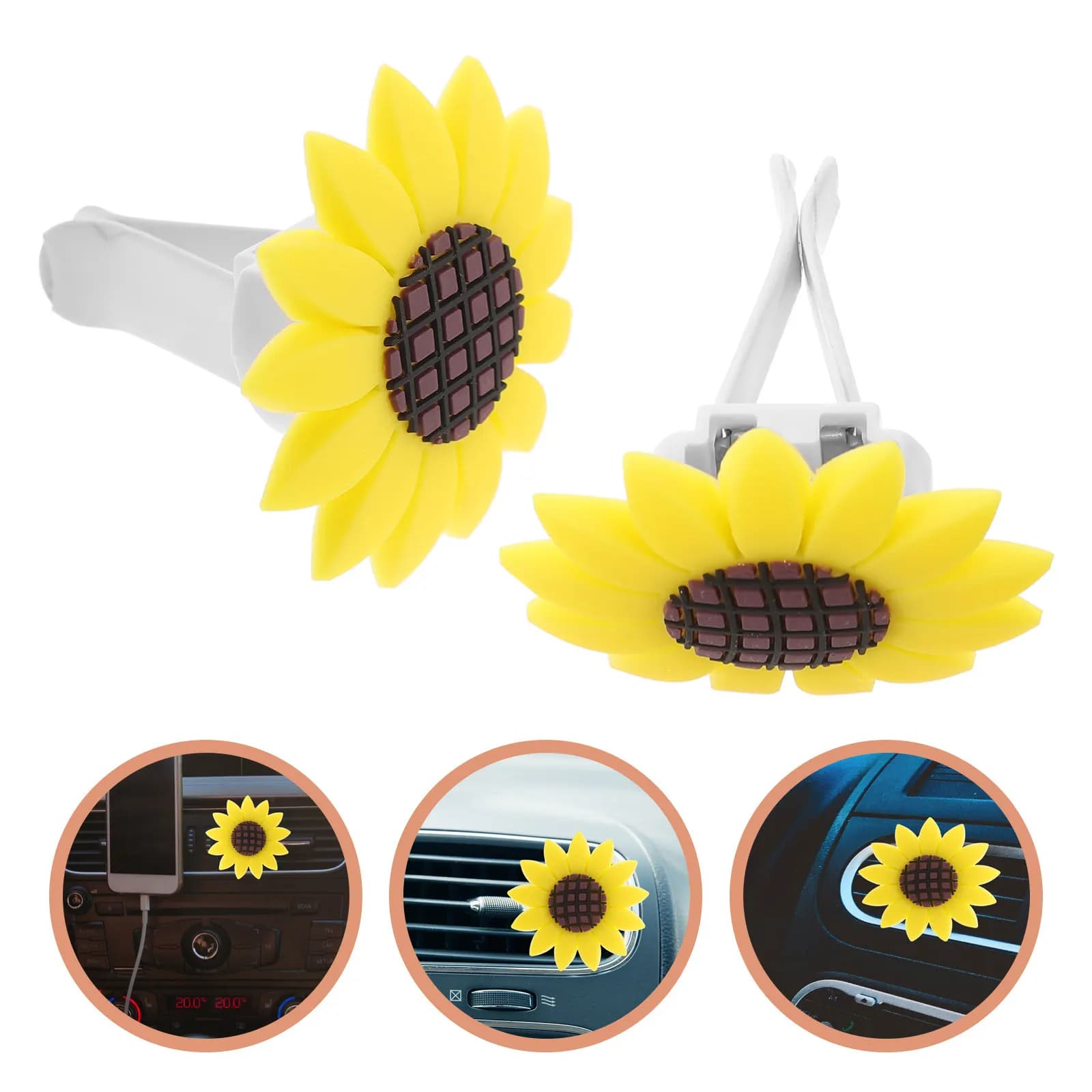 4 Pieces Clip Diffuser for Sunflower Shape Auto, Deodorant for Interior Car, Air Purifier, Perfume Door, Dashboard Decoration