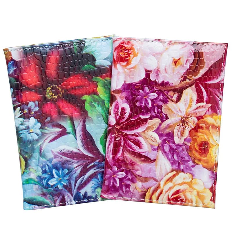 Mudan Flower Passport Cover Portafoglio da viaggio moda donna Simpatico modello coccodrillo superficie lucida Porta passaporto Regalo da donna
