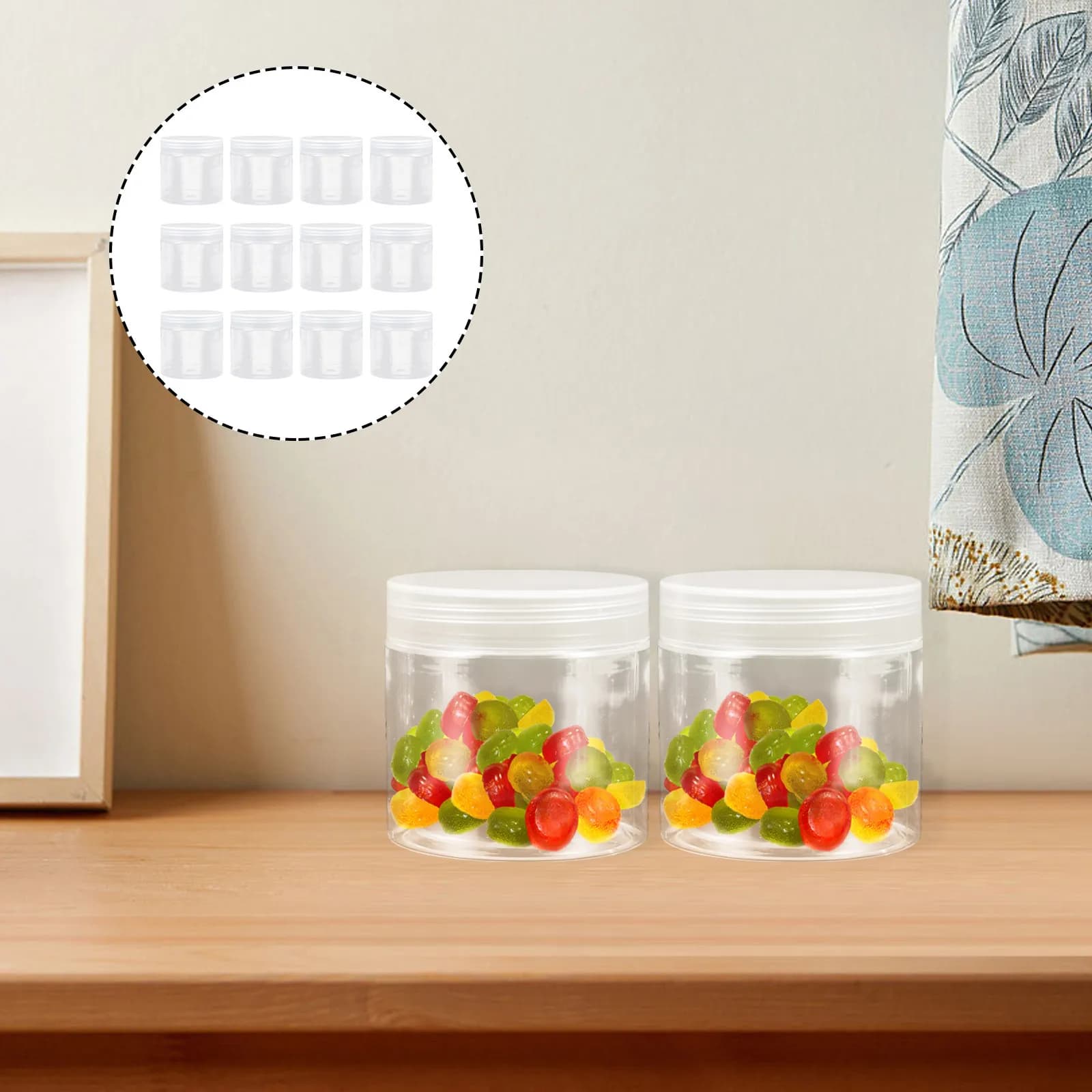 20Pcs Transparent Plastic Food Storage Bottles 6 Oz with Tight-Fit Lids for Beans Nuts Spices Dried Fruit Grains Holder Kitchen