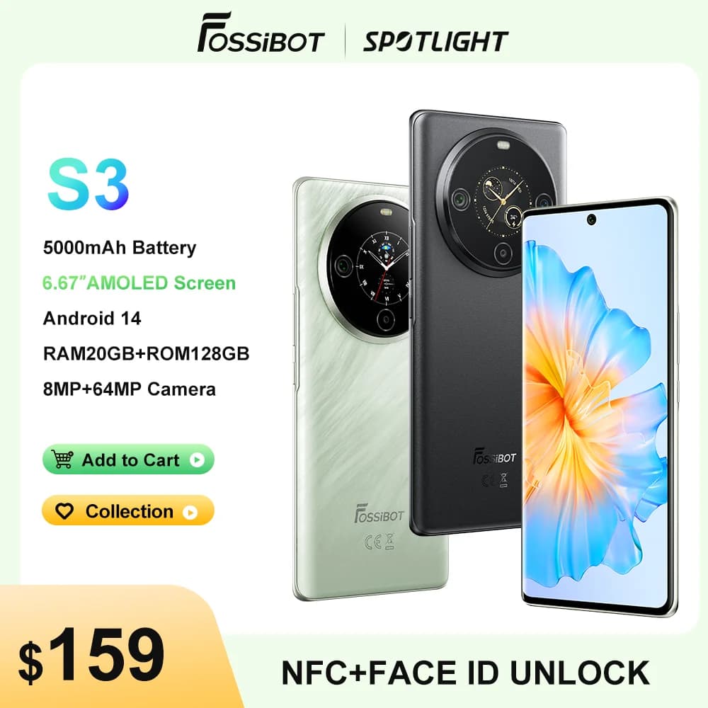 [Estreno mondiale] FOSSiBOT S3 PRO Smartphone Display AMOLED da 6,67" Android 14 Fino a 20+128 GB Mobile 8+64 MP CAM NFC Cellulare
