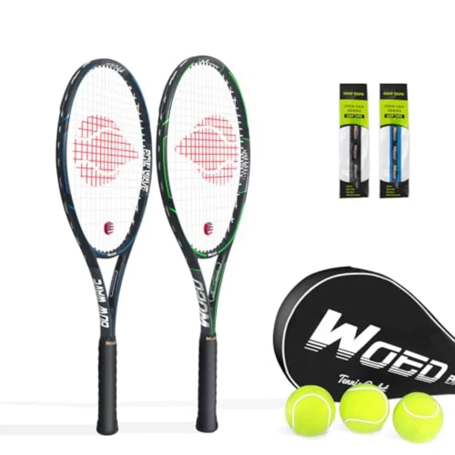 Racchetta da Tennis per 2 Giocatori Adulti, Perfetta per Principianti e Professionisti, Racchetta da Tennis Veloce da 27 Pollici con Overgrip e Borsa da Tennis