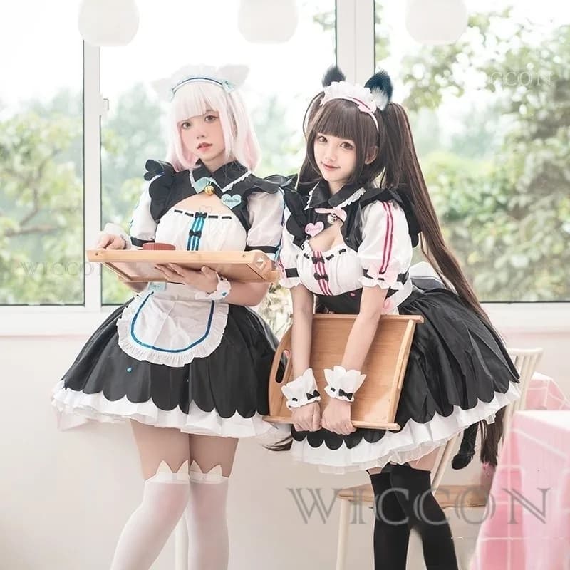 NEKOPARA Vanilla Chocola Cosplay Cameriera Abito Uniforme Gatto Neko Ragazza Vestito Donne Gioco OVA Cameriera Costume In Magazzino