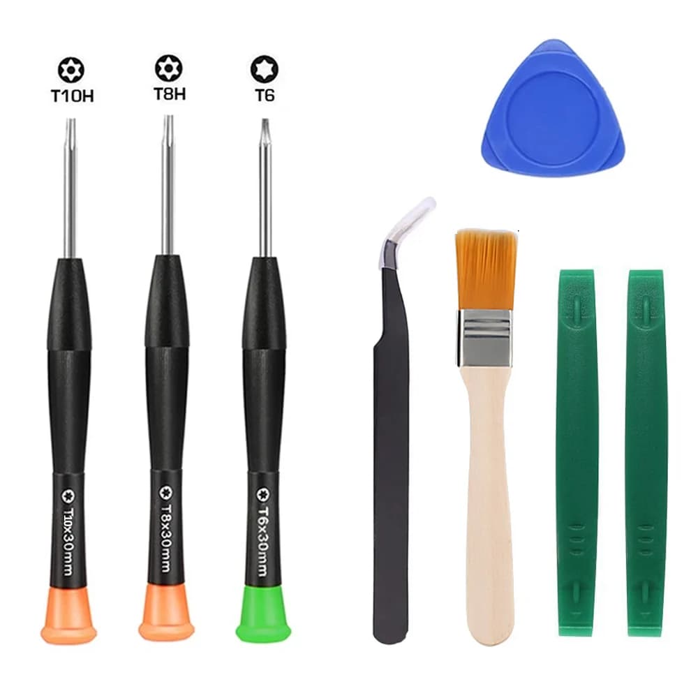 Kit di riparazione da 8 pezzi per Xbox Series X/S, controller Xbox One, gamepad Nin-tendo Switch/OLED/Lite con cacciavite T6/T8H/T10H, spazzola