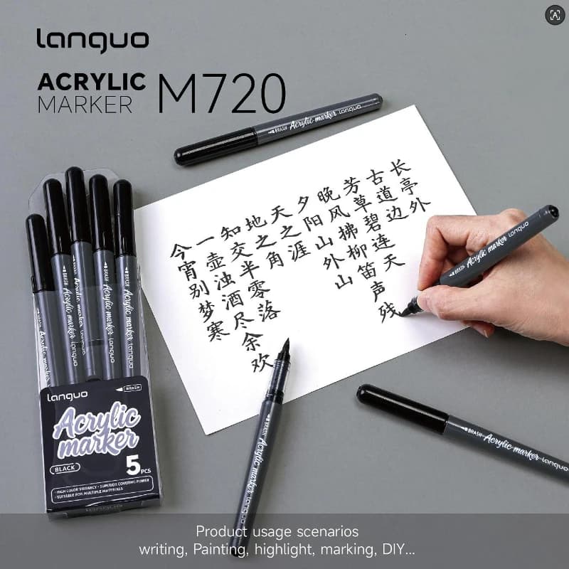 LANGUO 5/1 PCS 4 Colors Direct Liquid Acrylic Marker Paint Pen Set DIY Drawing Painting for Glass Art School Supplies Stationery