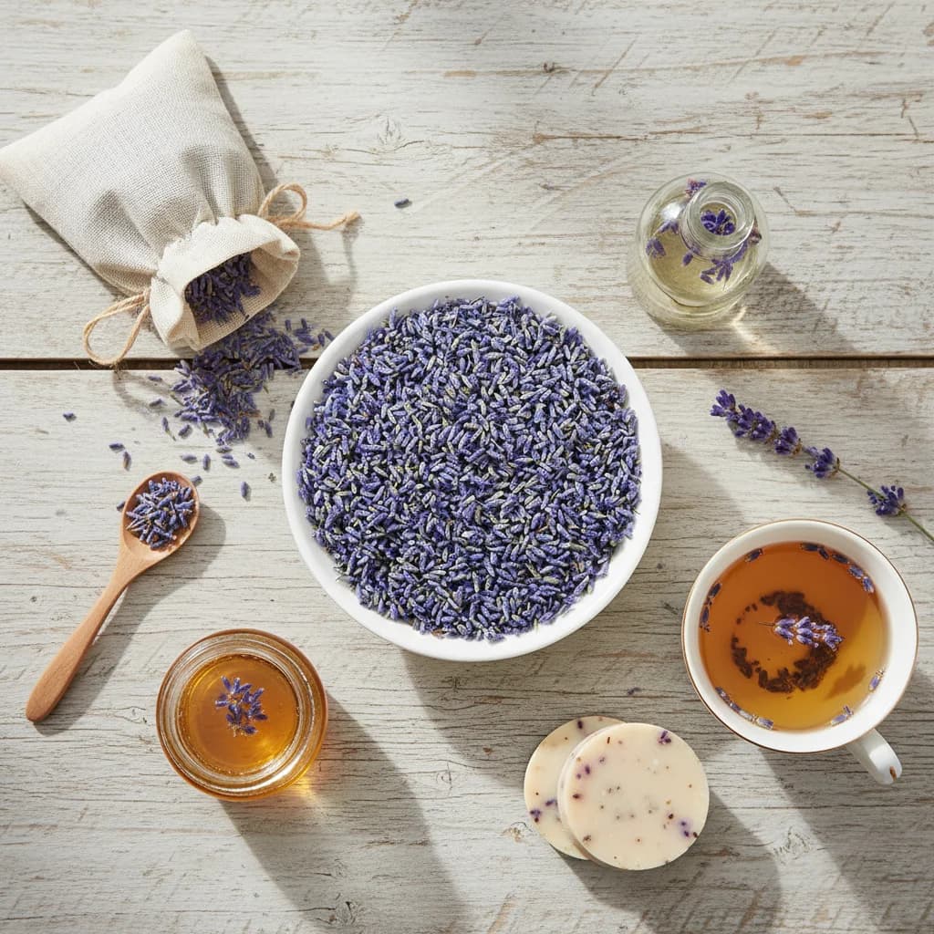 Fiori di Lavanda Essiccati Premium 6A - Potpourri Naturale, Sacchetti Profumati, Imbottitura per Cuscini, Fragranza per la Casa, Decorazione per Sapone e Candele