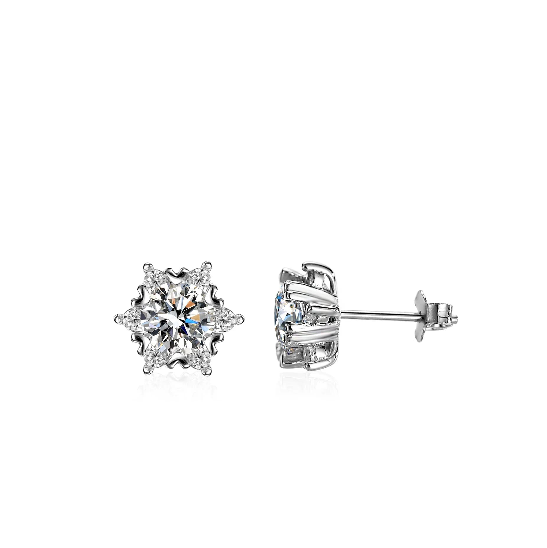 Orecchini in oro 18 carati, orecchini con fiocco di neve da donna, temperamento semplice, orecchini in moissanite, orecchini in platino PT950 alla moda