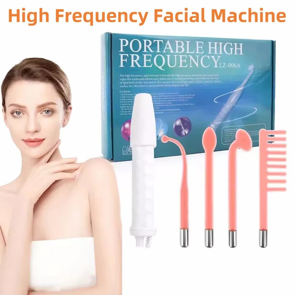 Macchina per il viso ad alta frequenza 4 in 1 elettrica portatile per strumenti di bellezza della pelle del viso Bacchetta al neon portatile Bacchetta per terapia per il trattamento dell'acne