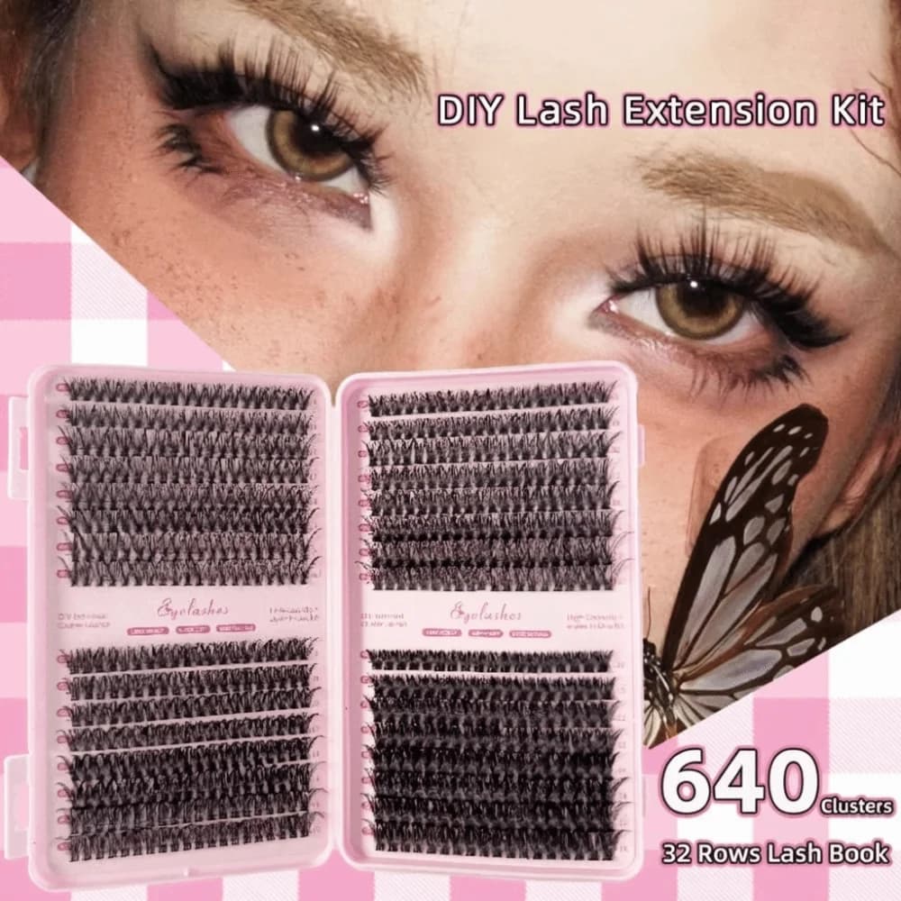 Ciglia Finte Effetto Naturale, Stile Wispy, Ciuffetti Voluminosi, Ciglia 3D in Finto Visone, Ventagli di Volume 3D, Kit Estensione Ciglia Fai da Te