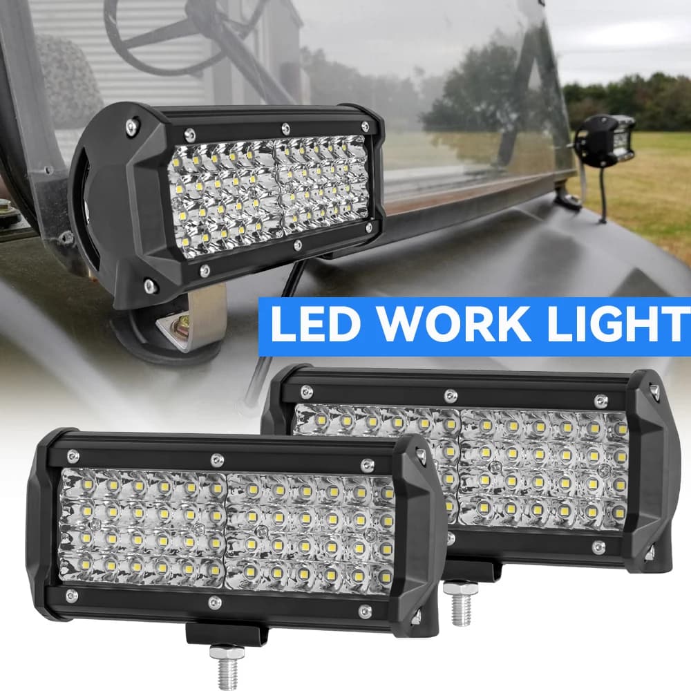 Barra luminosa con baccelli quadrati da 7 pollici Fascio alto/basso impermeabile Lampada da lavoro a LED da 4 pollici per camion fuoristrada SUV UTV ATV LED fendinebbia