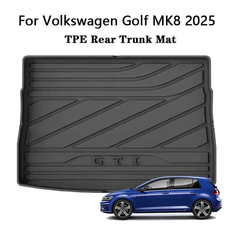 For VW Golf MK8 2025 Car Rear Trunk Mat TPE 3D All Weather Waterproof Non-Slip Trunk Carpet Cargo Liner Floor Mats Accessories