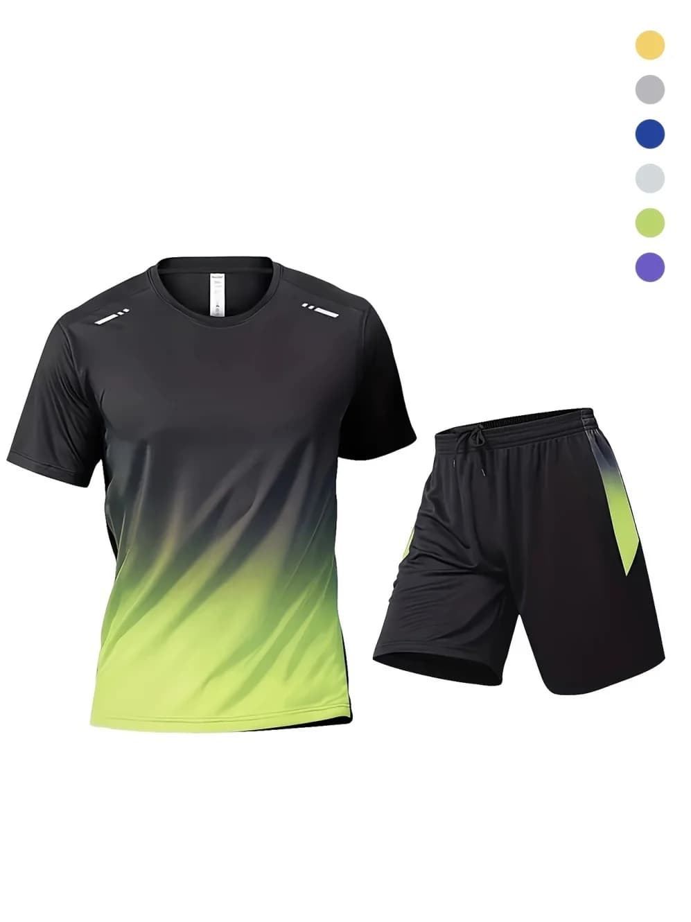 Completo Sportivo Estivo Uomo 2026 - Set 2 Pezzi: Pantaloncini e Maglia a Maniche Corte, Asciugatura Rapida, Stampa Sfumata - Abbigliamento Fitness e Corsa Uomo