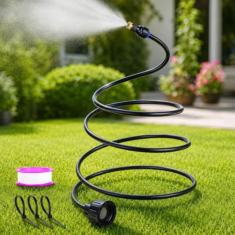Eu Standing Patio Hose Sprayer Misting Cooling System For Backyard Garden BBQ Pool Chicken Coop Sunbathing Area Bird Bath Water