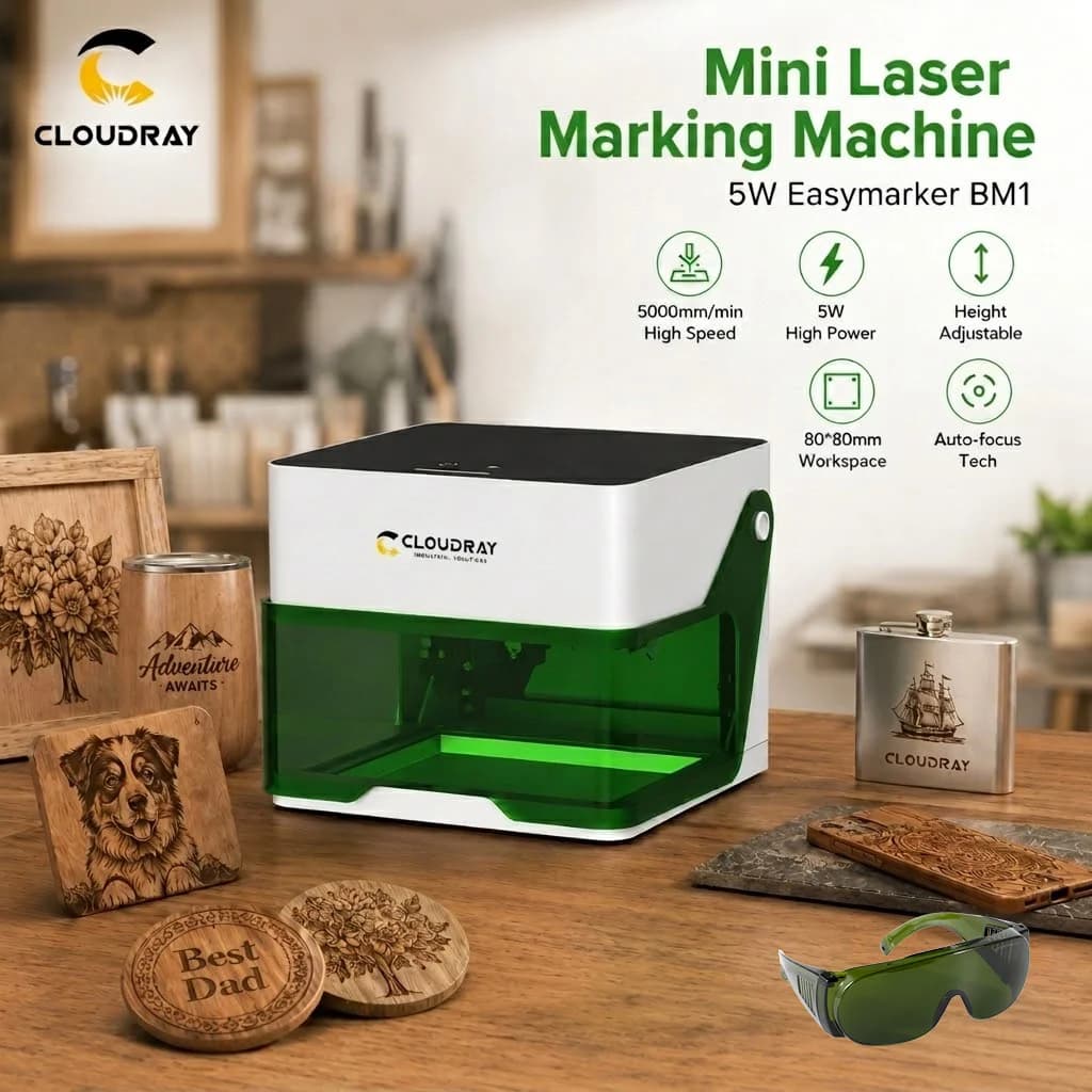 Cloudray Laser Engraver BM1 Mark Printer Cutter Woodworking Machines Plastic 5W Bluetooth Mini Laser Engraving Marking Machine