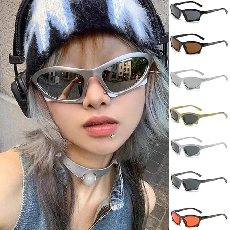 Occhiali da Sole Steampunk Irregolari, Nuovi Occhiali Sportivi alla Moda per Uomo e Donna, Occhiali Punk, Occhiali da Sole Y2K Femminili, Protezione UV400