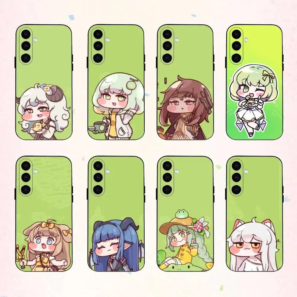 Custodia per telefono Card Game T-Trickcal Chibi Go per Samsung Galaxy A73, A72, A71, A70, A53, A52, A51, altre custodie morbide nere