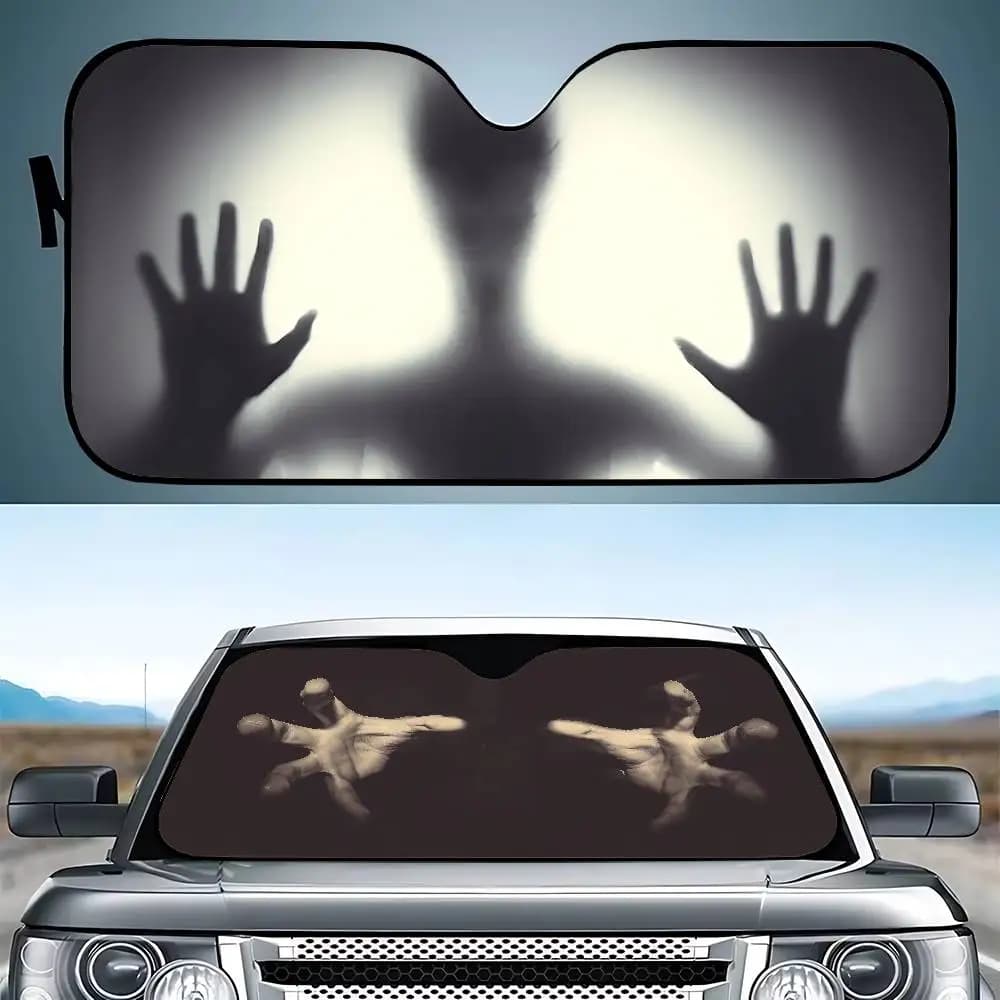 Car Parasol with Fantasm Hand, Funny Anti-UV Folding Protection for Front Windscreen