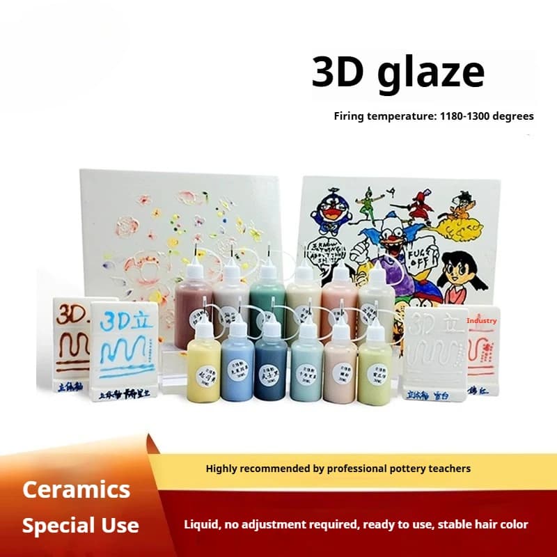 12 Color 50ml Ceramic 3D Stereoscopic Glaze Liquid Free Color Blank Painting Graffiti Ceramic Painting Coloring Pigment