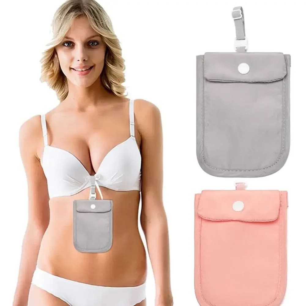 Portafoglio per reggiseno con cinturino elastico regolabile Custodia per soldi con blocco RFID Tasca segreta Custodia per monete per lingerie Proteggi il passaporto