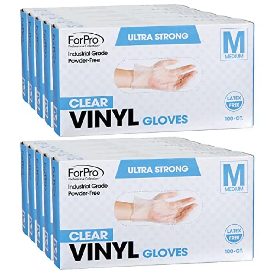 Guanti in Vinile Monouso Trasparenti di Grado Industriale Senza Lattice Non Sterili Sicuri per Alimenti 2.75 Mil. Palm 3.9 Mil. s Medio 00-