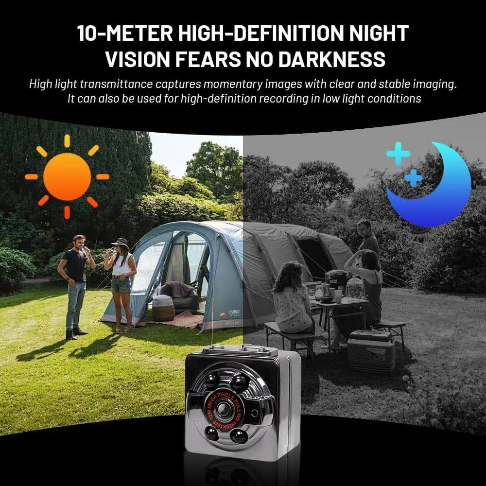 Mini Telecamera HD 1080P con Visione Notturna, Videocamera Sportiva, Monitor per Sorveglianza Remota, Telecamera Smart per Casa e Monitoraggio Bambini